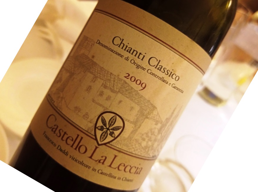 Wine bottle label reading Chianti Classico 2009 Castello La Leccia